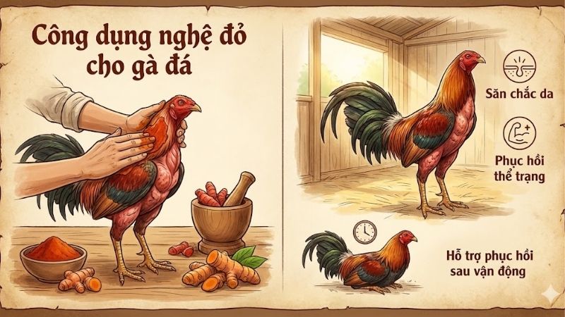 Công dụng nghệ đỏ cho gà đá: Chăm sóc và phục hồi thể trạng 2 cong-dung-nghe-do-cho-ga-da